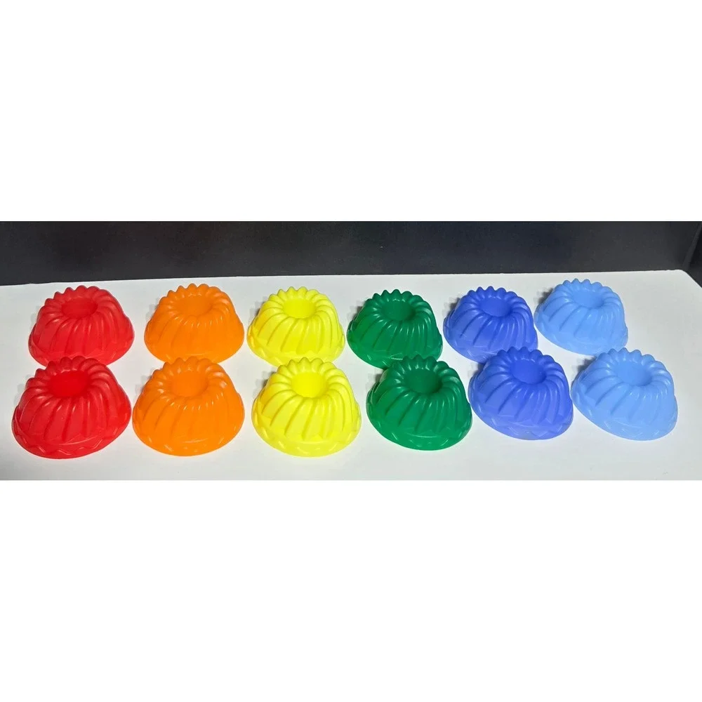 Set of 10 Mini Bundt Cake Molds‎ Jello Pudding Cups Colorful Plastic Baking